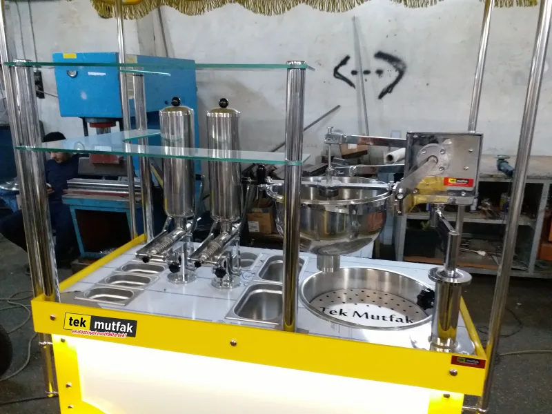 Seyyar Çikolatalı Lokma Tezgahı - 2 Adet Çikolata Dolum Makinesi - 120 Cm