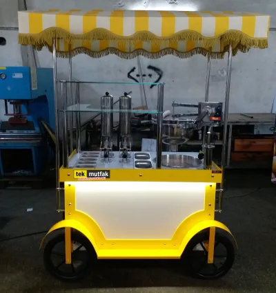 Seyyar Çikolatalı Lokma Tezgahı - 2 Adet Çikolata Dolum Makinesi - 120 Cm