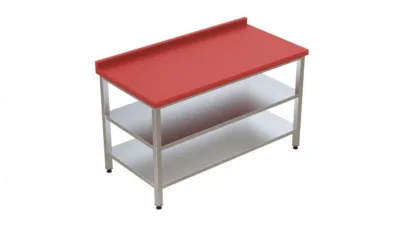 Polietilen Tablalı Paslanmaz Çalışma Tezgahı Taban  Raflı Ara Raflı Açık 160x60x85