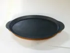 Ahşap altlıklı döküm tavalı balık tavası seti