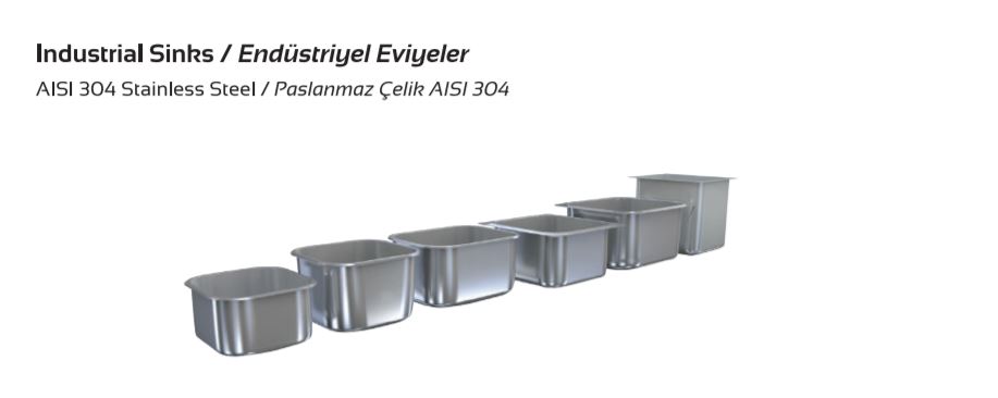 Evye Küveti 40 x 40 x 25 Paslanmaz Çelik 304 