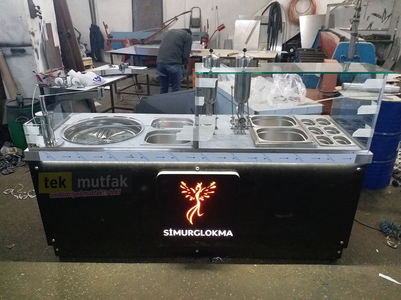 Çikolatalı Lokma Tezgahı - 2 Adet Çikolata Dolum Makinesi -  Tekparça 200 cm