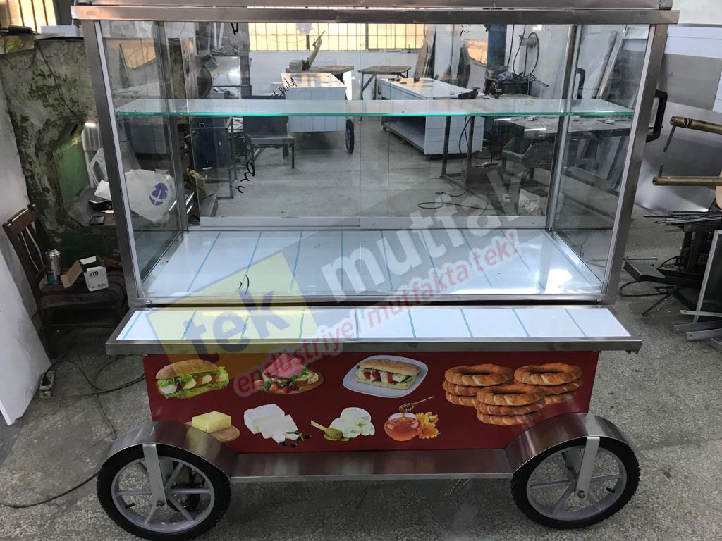 Seyyar Simit Kahvaltılık Arabası - Özel Tabak Bölmeli