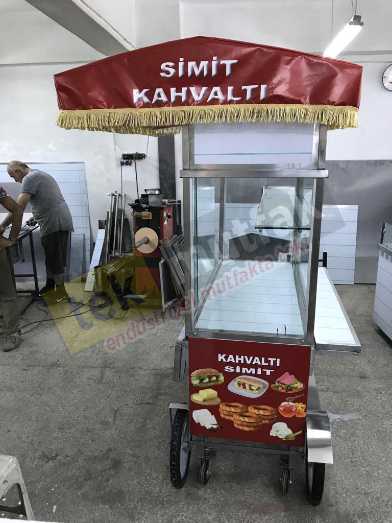 Seyyar Simit Kahvaltılık Arabası - Özel Tabak Bölmeli