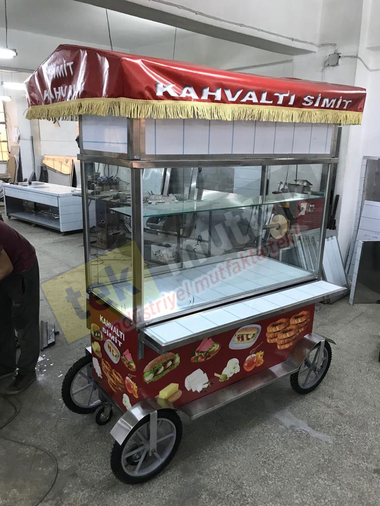 Seyyar Simit Kahvaltılık Arabası - Özel Tabak Bölmeli