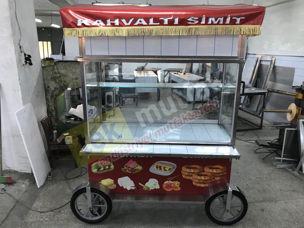 Seyyar Simit Kahvaltılık Arabası - Özel Tabak Bölmeli
