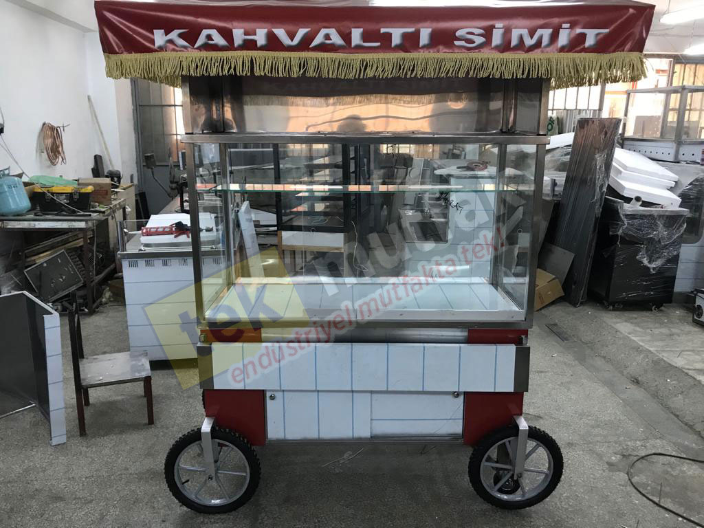 Seyyar Simit Kahvaltılık Arabası - Özel Tabak Bölmeli